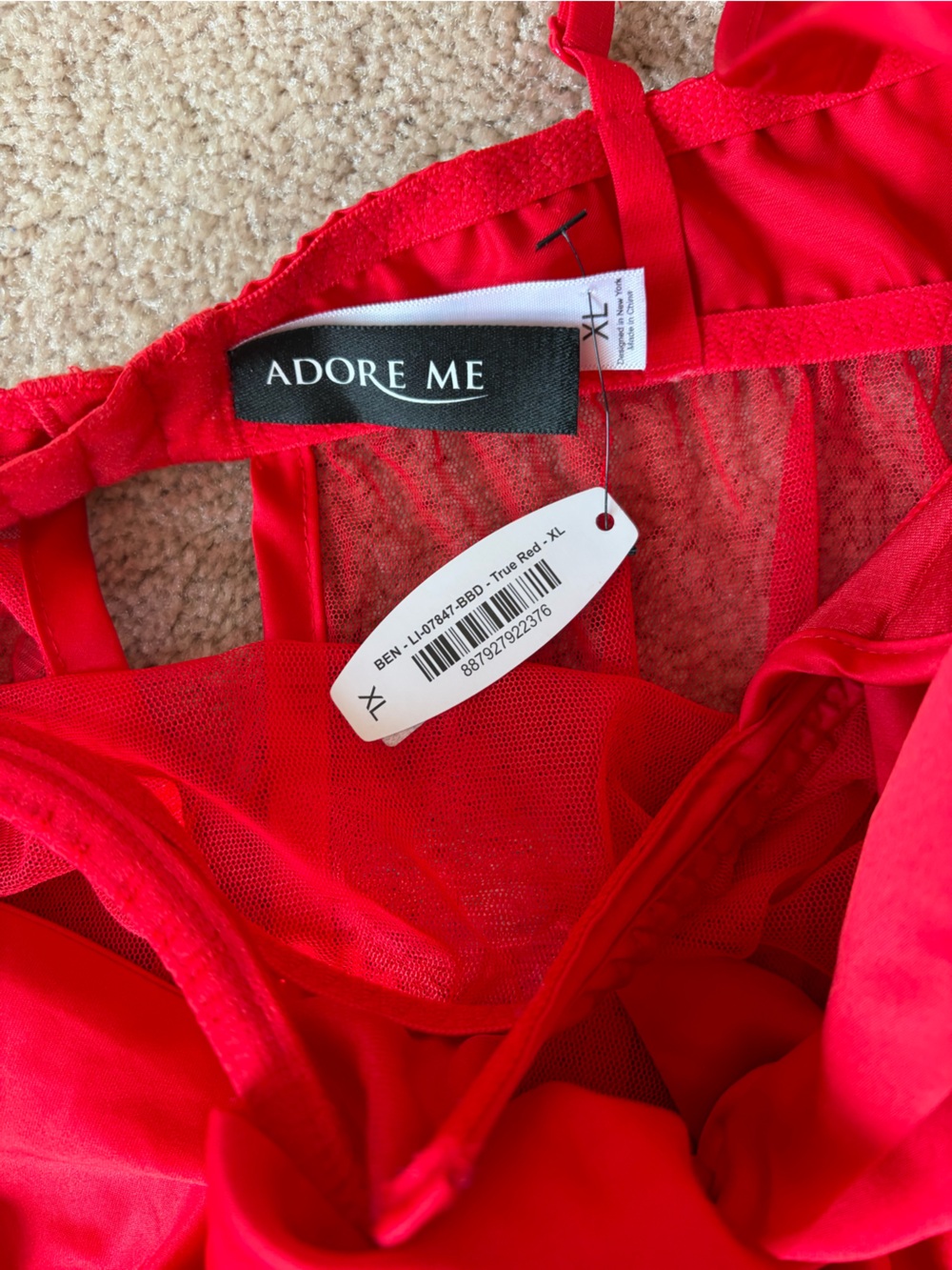 Adore Me Women's Bessima Babydoll Lingerie XL Red Bow NWT - Picture 5 of 8